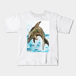 Grey dolphin design Kids T-Shirt